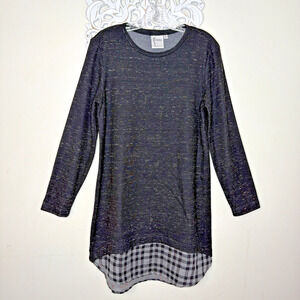 FINLEY Women's SMALL Dress Pullover Long Sleeves Heathered BLACK Made in USA